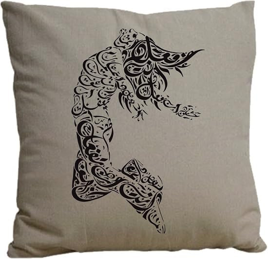 Arabic Calligraphy Woman Print Linen Throw Cushion Case Home Decoration Sofa Pillow Case Cover - 40x40 cm hidden zipper