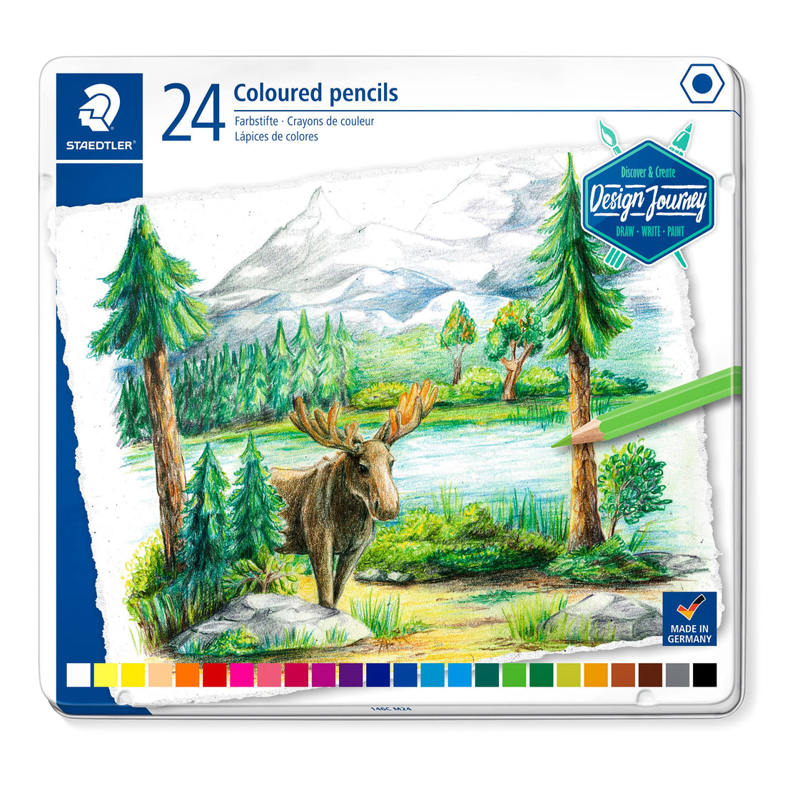 Staedtler Journey 146C Pencils Metal Box 24 Assorted Colours