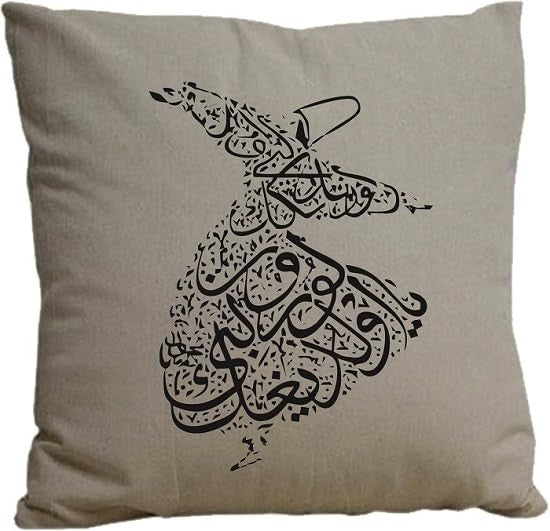 Arabic Calligraphy Letters Print Linen Throw Cushion Case Home Decoration Sofa Pillow Case Cover - 40x40 cm hidden zipper